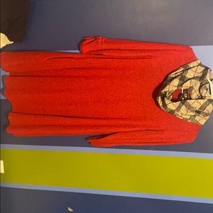 Warm long sleeve red dress with scarf
